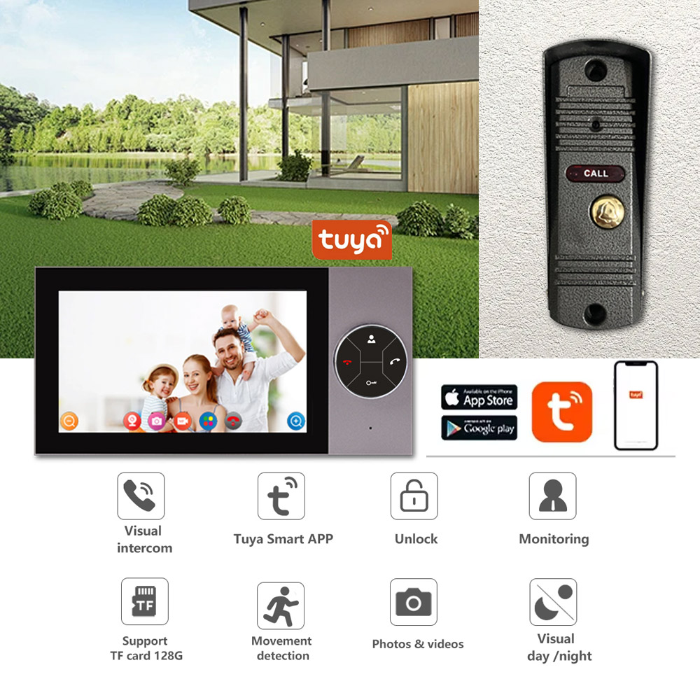 Wifi Doorbell Camera - 7-calowy ekran IPS 2MP 1080P Tuya