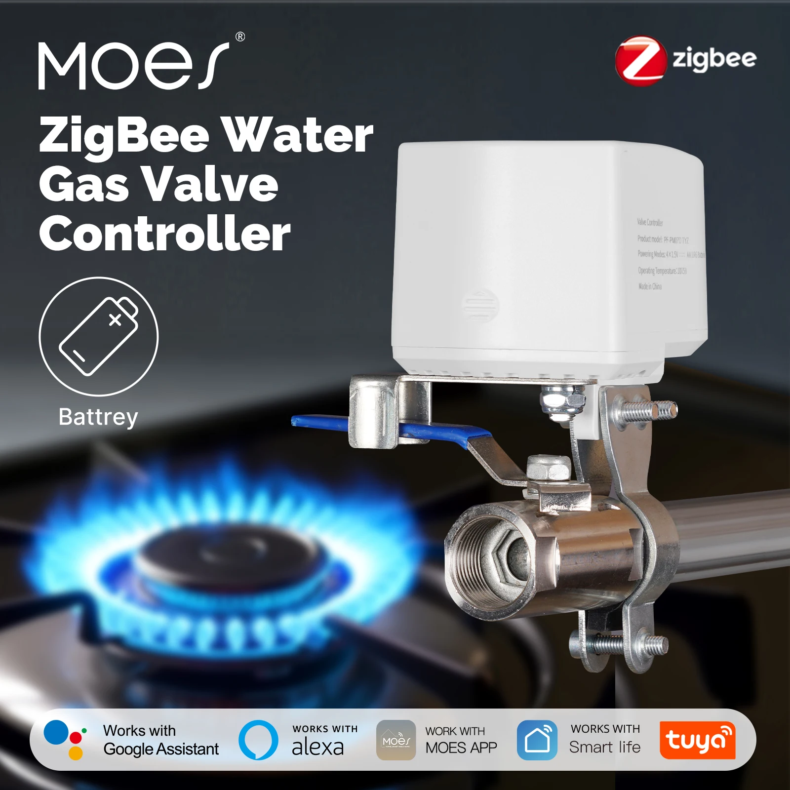 Smart Home Elements - Sterownik zaworu wodnego/gazowego MOES Tuya ZigBee