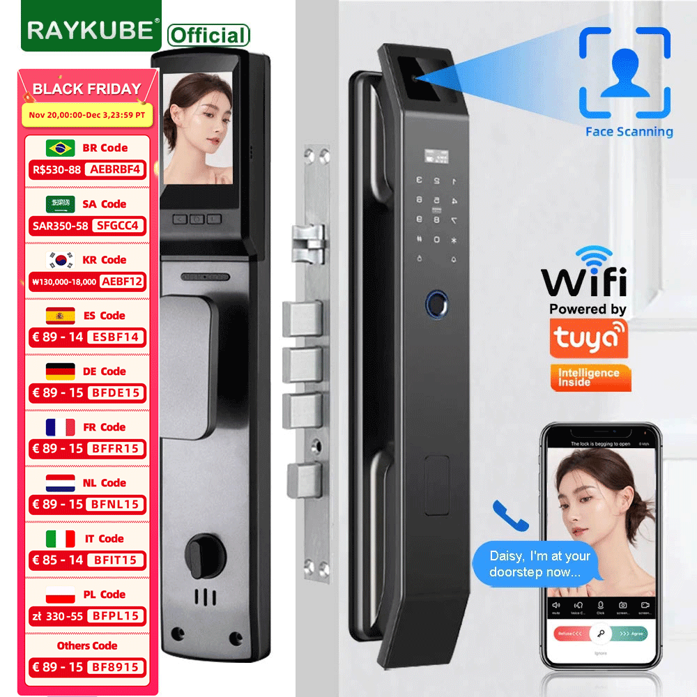 Wifi Doorbell Camera - RAYKUBE DF14 Tuya WiFi Cyfrowy Zamek