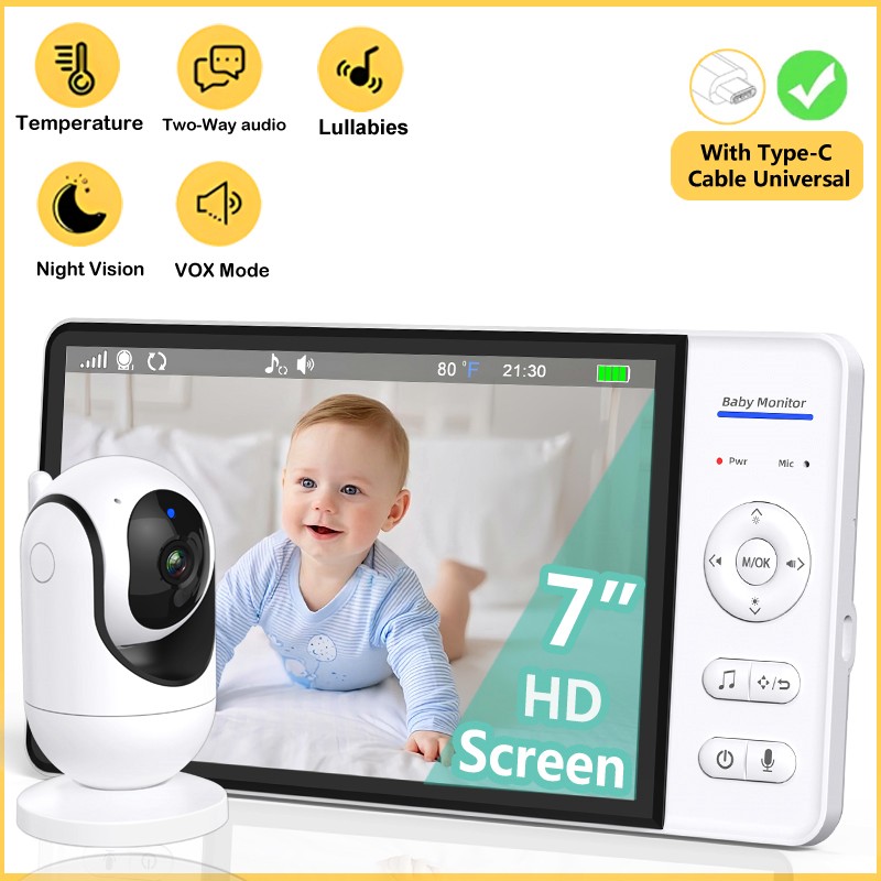 Smart Home Battery Camera - Niemasz WiFi 7-calowy Niania Elektroniczna Dwukierunkowe