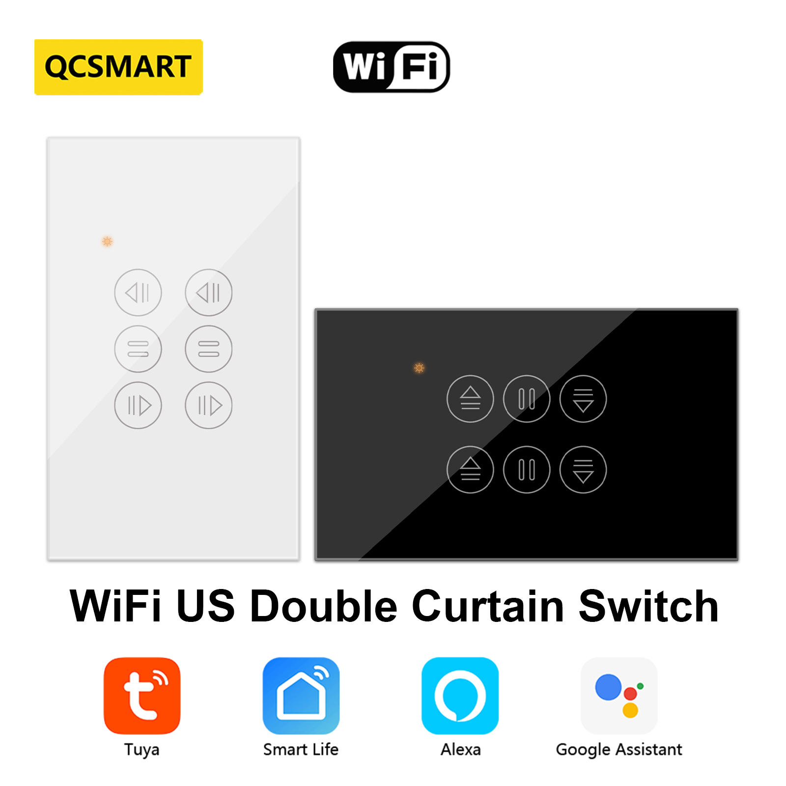 Smart Home Blinds - QCSMART WiFi podwójna kurtyna przełącznik amerykański