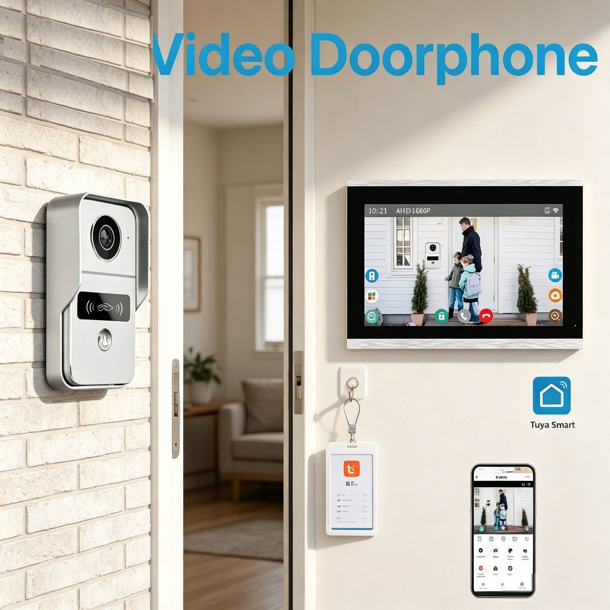 Wifi Doorbell Camera - Wideodomofon, 10,1 cala, kolorowy ekran HD