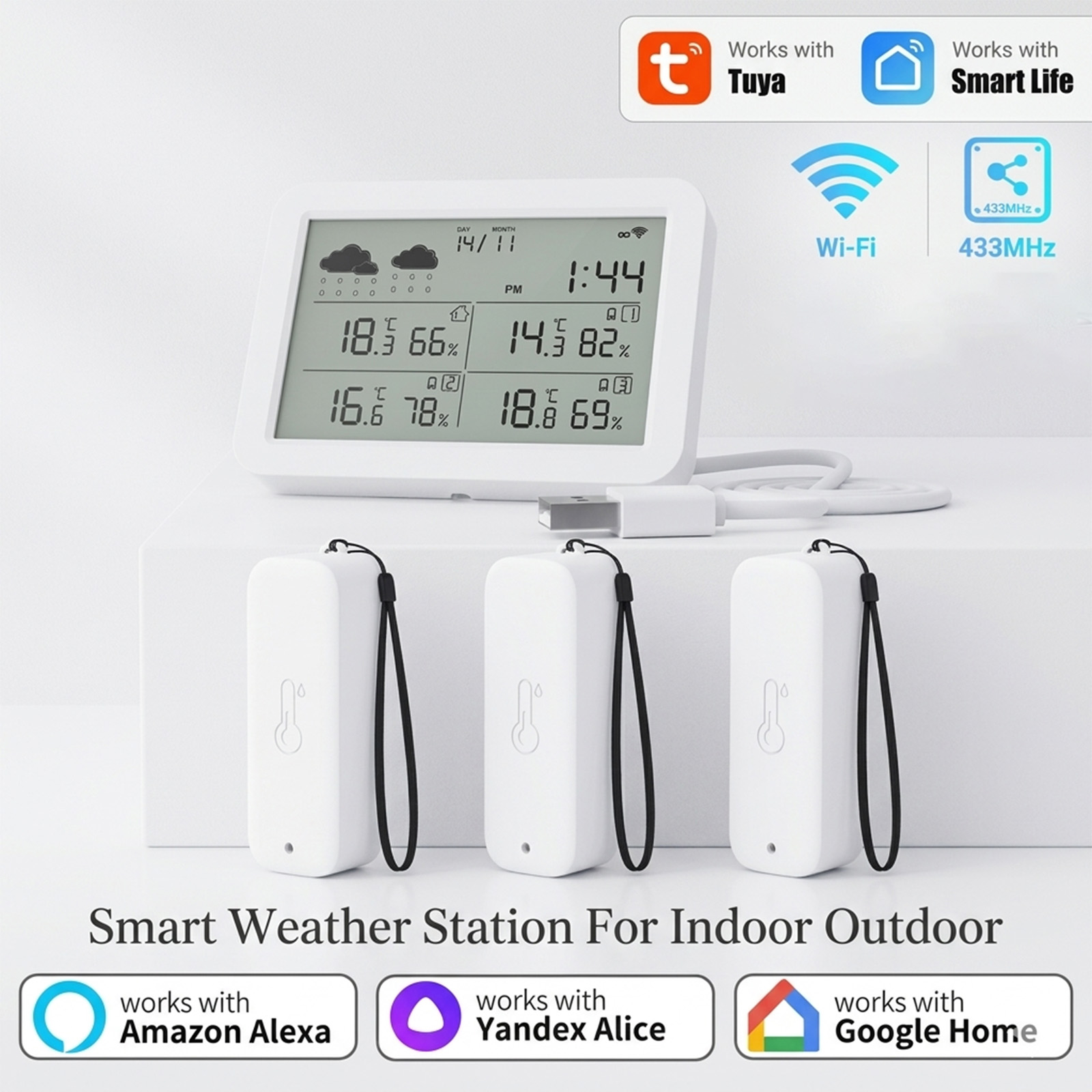 Smart Home Elements - Stacja pogodowa Tuya WiFi+RF433, inteligentny dom,