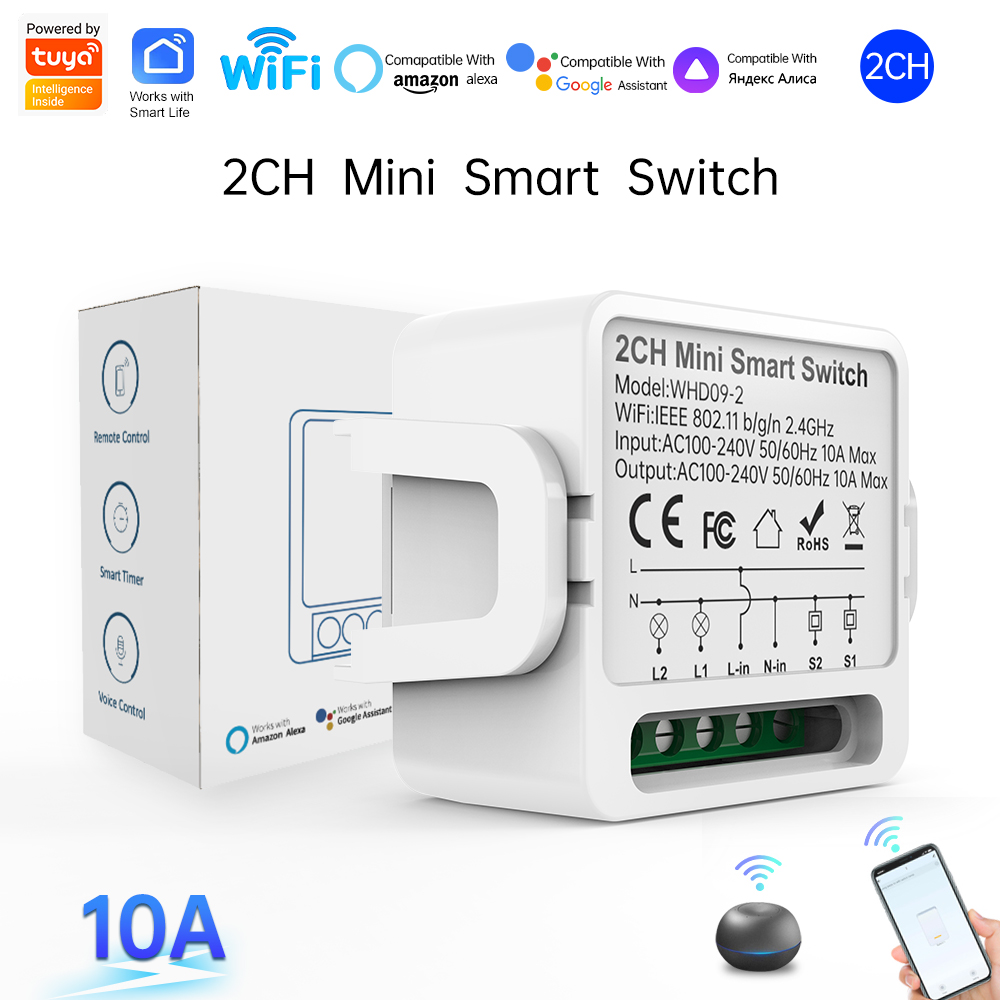Smart Home Life - Inteligentny przełącznik Tuya 2-kanałowy, inteligentny wyłącznik