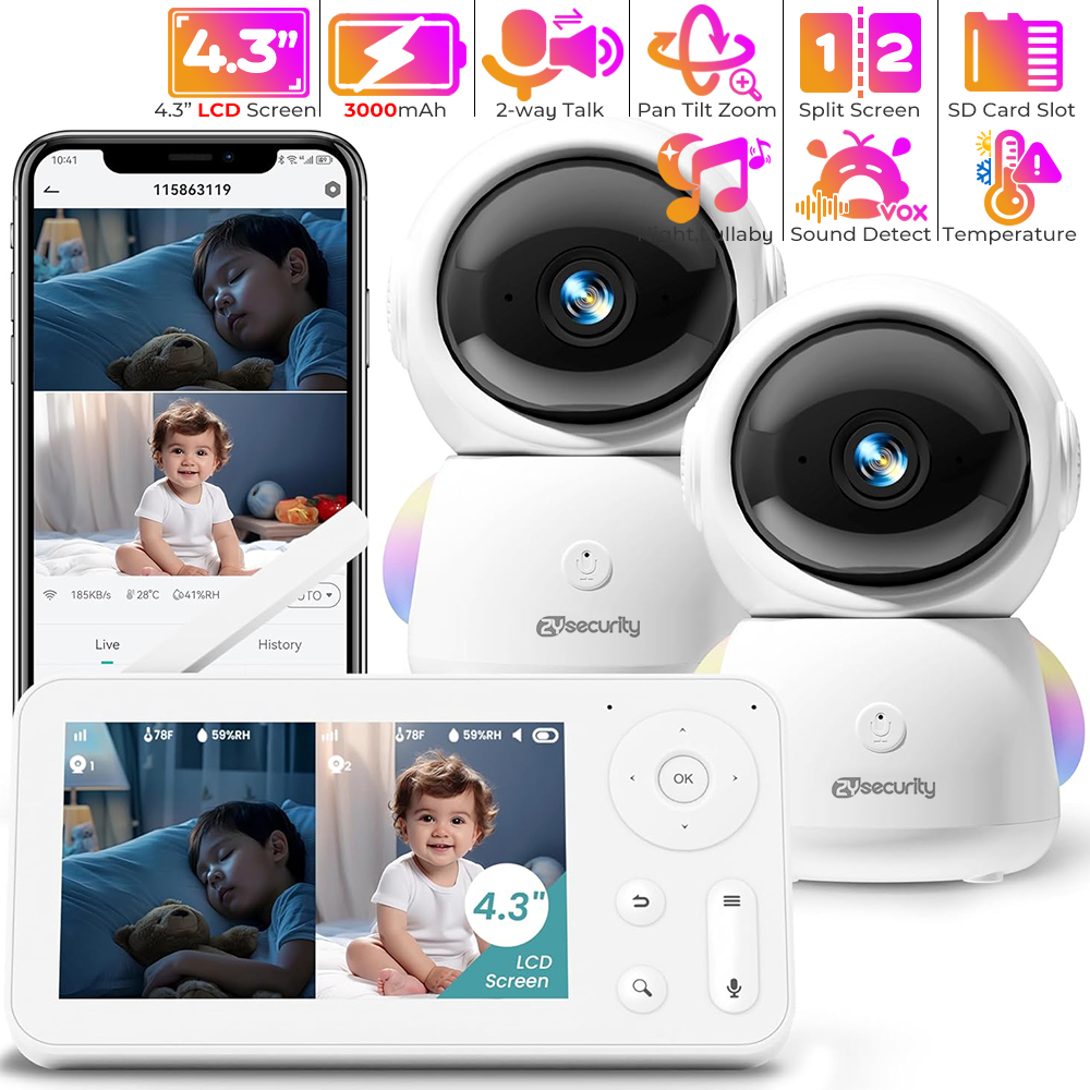 Smart Home Battery Camera - Niania 2K z 2 kamerami i