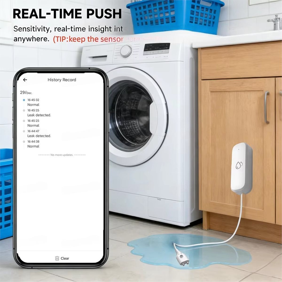 Smart Home Life - Kompatybilny czujnik wycieku wody ZigBee, alarmy,