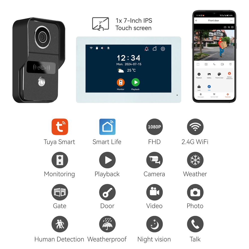 7-calowy ekran IPS 2MP Tuya AP – Wifi Doorbell Camera recenzja i cena