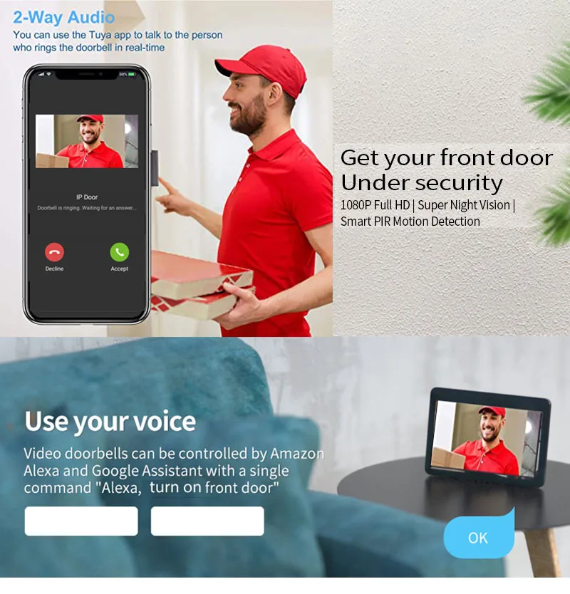 Wideodomofon, 10,1 cala, kolor – Wifi Doorbell Camera recenzja i cena
