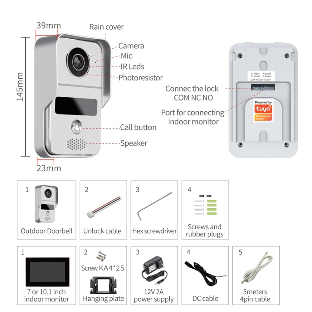 Wideodomofon, 10,1 cala, kolor – Wifi Doorbell Camera recenzja i cena